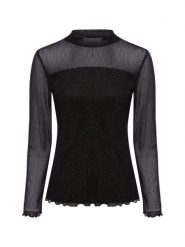 S.Oliver BLACK LABEL Koszulka z siateczki Kobiety Sztuczne włókno czarny|srebrny, 44. Czarne t-shirty damskie s.Oliver BLACK LABEL, s, bez wzorów, z włókna, wizytowe, bez kołnierzyka. Za 179.95 zł.