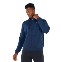 Męska Bluza Z Kapturem Rival Fleece Full Zip. Niebieskie bluzy sportowe męskie Under Armour, m, bez wzorów, z bawełny, z kapturem, na fitness i siłownię. Za 298.35 zł.