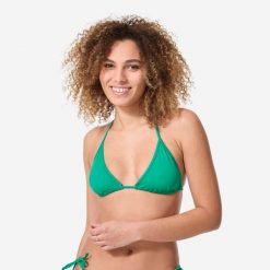 Góra kostiumu kąpielowego surfingowego damska Olaian Mae. Zielone bikini damskie OLAIAN, xs, bez wzorów. Za 19.99 zł.