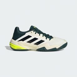 Buty Barricade 13 Tennis. Białe obuwie sportowe damskie Adidas, bez wzorów, z materiału, tenisowe. Za 649.00 zł.