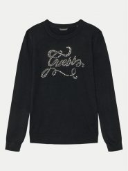 Guess Bluza J5RR05 Z2NQ2 Czarny Regular Fit. Czarne bluzy dla dziewczynek Guess, z aplikacjami, z wiskozy, bez ramiączek, bez kaptura. Za 119.99 zł.