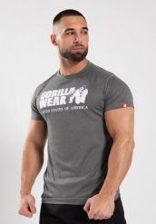 Koszulka fitness męska Gorilla Wear Classic Training. Szare koszulki sportowe męskie GORILLA WEAR, l, bez wzorów, z poliesteru, bez kołnierzyka, bez ramiączek, na fitness i siłownię. Za 178.00 zł.