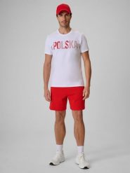 4F Spodenki kibica męskie - czarne S. Czerwone krótkie spodenki sportowe męskie 4f, m, bez wzorów, z dresówki. Za 149.99 zł.