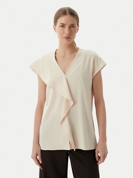 Marella Bluzka Cono 2613161122 Beżowy Regular Fit. Brązowe bluzki damskie Marella, bez wzorów, z acetatu, bez kołnierzyka, bez ramiączek. Za 689.99 zł.