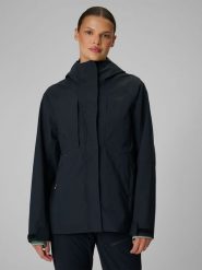 4F Kurtka trekkingowa membrana 10000 damska - czarna XS. Czarne kurtki damskie 4f, xs, bez wzorów, bez kaptura. Za 399.99 zł.