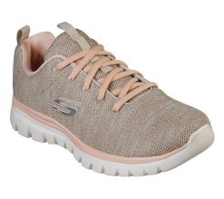 Buty do chodzenia damskie Skechers Graceful Twisted Fortune. Brązowe obuwie sportowe damskie Skechers, bez wzorów, z materiału, trekkingowe. Za 199.00 zł.