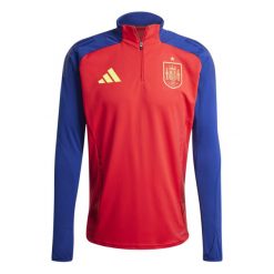 Treningowy top Espagne Tiro Euro 2024. Czerwone koszulki sportowe męskie Adidas, bez wzorów, z materiału, bez kołnierzyka, bez ramiączek, do piłki nożnej. W wyprzedaży za 183.50 zł.