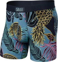 SAXX Bokserki męskie szybkoschnące SAXX VIBE Boxer Brief Tropikalne - granatowe S. Bokserki męskie Saxx, m, bez wzorów. Za 103.99 zł.