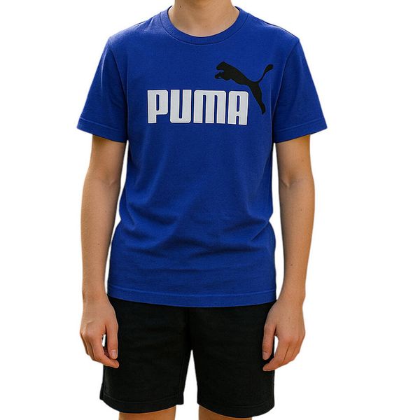 Koszulka t-shirt dziecięca dla chłopca bawełna granatowa logo PUMA. Niebieskie t-shirty dla chłopców Puma, bez wzorów, z bawełny, bez ramiączek. Za 40.00 zł.