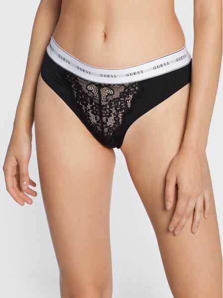 Guess Stringi Belle O2BE00 KBBT0 Czarny. Czarne stringi damskie Guess, xs, z aplikacjami, z syntetyku. Za 59.99 zł.