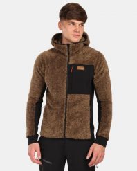 Męska polarowa bluza z kapturem Kilpi NORKA-M. Brązowe bluzy męskie Kilpi, m, bez wzorów, z materiału, z kapturem. Za 358.00 zł.