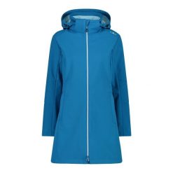 Kurtka parka z kapturem, zapinana na zamek dla kobiet CMP. Niebieskie kurtki damskie CMP, na zimę, bez wzorów, z materiału, z kapturem. Za 432.50 zł.