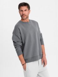 Dresowa klasyczna bluza unisex z okrągłym dekoltem szara V18 OU-SNBC-0104 M/L. Szare bluzy damskie Ombre, l, bez wzorów, z dresówki, bez kaptura. Za 332.81 zł.