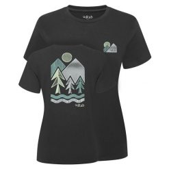 Koszulka damska bawełniana Rab Women's Tuku Vista Tee z krótkim rękawem. Czarne t-shirty damskie RAB, m, bez wzorów, z bawełny, bez kołnierzyka. Za 149.99 zł.