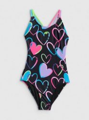 4F Kostium kąpielowy jednoczęściowy dziewczęcy - multikolor 134/140 (8-10 lat). Brązowe stroje kąpielowe dla dziewczynek 4f, bez wzorów, z materiału. Za 89.99 zł.