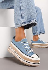 Niebieskie Trampki na Grubej Podeszwie przed Kostkę Aneerla. Niebieskie trampki i tenisówki damskie Born2be, bez wzorów, z jeansu, eleganckie, przed kostkę, bez zapięcia. Za 89.99 zł.