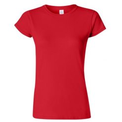 Koszulka Damska Krótki Rękaw Soft Style. Czerwone koszulki sportowe damskie Gildan, s, bez wzorów, sportowe, bez kołnierzyka. Za 28.99 zł.