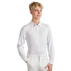 Jeździecka koszulka polo z długim rękawem Montar Will. Białe bluzki z długim rękawem męskie MONTAR, m, bez wzorów, eleganckie, bez kołnierzyka. Za 207.50 zł.