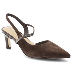 Czółenka damskie S.Barski, cholewka ze skóry naturalnej zamszowej elegancki fason smukły obcas klasyczny design, brązowe, CR61-3048. Brązowe półbuty damskie S.BARSKI, bez wzorów, ze skóry, eleganckie, bez obcasa, na obcasie, bez zapięcia. Za 309.00 zł.