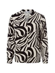 More & More Bluzka damska Kobiety wiskoza biały|czarny wzorzysty, 38. Białe bluzki damskie More & More, bez wzorów, z wiskozy, bez kołnierzyka, bez ramiączek. Za 339.95 zł.