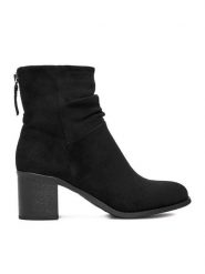 JENNY Botki CEO-MARTINA WS14438-22 Czarny. Czarne botki damskie Jenny, z materiału, bez obcasa, na słupku, bez zapięcia. Za 159.99 zł.