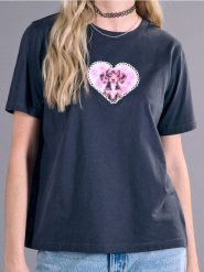 Koszulka z nadrukiem - szary. Szare t-shirty damskie Sinsay, l, bez wzorów, bez kołnierzyka. W wyprzedaży za 14.99 zł.