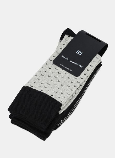 PAKO LORENTE - Zestaw skarpet męskich szaro-czarny. Czarne skarpety męskie Pako Lorente, bez wzorów, z bawełny. Za 89.99 zł.