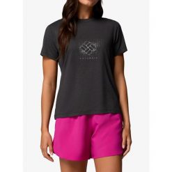 Koszulka damska Columbia Parsons Point S/S Graphic Tee. Czarne koszulki sportowe damskie Columbia, s, bez wzorów, bez kołnierzyka, bez ramiączek, trekkingowe. Za 167.99 zł.