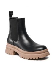 Jenny Fairy Botki WS5795-20 Czarny. Czarne botki damskie Jenny Fairy, ze skóry, bez obcasa, na płaskiej podeszwie, bez zapięcia. Za 135.99 zł.