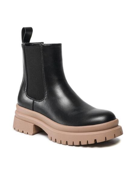 Jenny Fairy Botki WS5795-20 Czarny. Czarne botki damskie Jenny Fairy, ze skóry, bez obcasa, na płaskiej podeszwie, bez zapięcia. Za 135.99 zł.