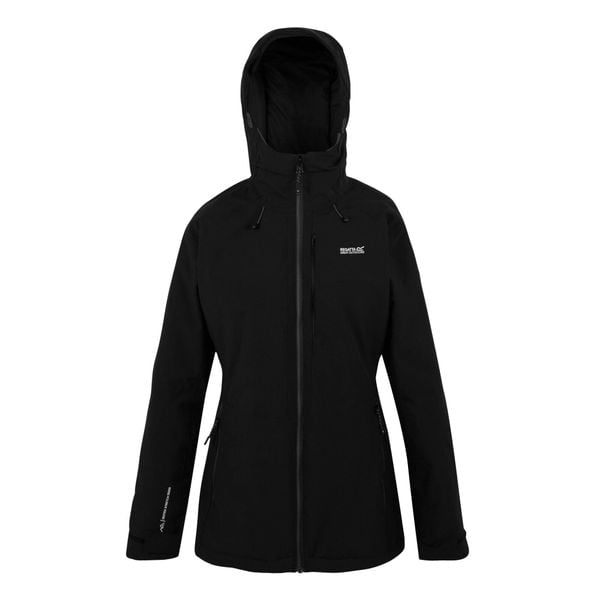 Kurtka Damska Highton Stretch Padded Jacket. Czarne kurtki damskie Regatta, bez wzorów, z puchu, bez kaptura, trekkingowe. Za 241.99 zł.
