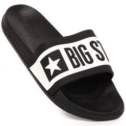 Klapki sportowe czarne Big Star LL274739. Czarne klapki damskie Big Star, bez wzorów, z materiału, retro, bez obcasa. Za 59.99 zł.