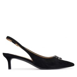 Czółenka LAUREN RALPH LAUREN. Czarne czółenka damskie Lauren Ralph Lauren, bez wzorów, bez obcasa, bez zapięcia. Za 769.99 zł.