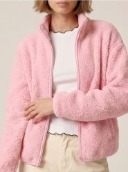 Bluza sherpa ze stójką na zamek - różowy. Czerwone bluzy damskie Sinsay, l, bez wzorów, bez kaptura. Za 59.99 zł.