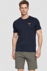 AERONAUTICA MILITARE Granatowy bawełniany męski t-shirt, Rozmiar XXL. Niebieskie t-shirty męskie Aeronautica Militare, l, bez wzorów, z bawełny, klasyczne, bez kołnierzyka. Za 229.99 zł.