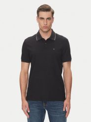 Calvin Klein Polo LV04LC239G Czarny Regular Fit. Czarne koszulki polo męskie Calvin Klein, m, bez wzorów, z bawełny, bez ramiączek. Za 219.99 zł.