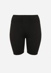 Czarne Szorty Typu Kolarki z Gumką w Pasie Olifea. Czarne szorty damskie Born2be, plus size, bez wzorów, z satyny, z podwyższonym stanem. Za 34.99 zł.