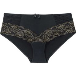 Figi "panty" bonprix czarno-złocisty. Czarne figi damskie bonprix, z koronki. Za 29.99 zł.