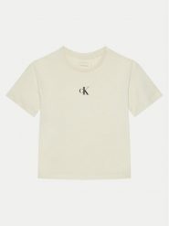 Calvin Klein Jeans T-Shirt IG0IG02136 Beżowy Boxy Fit. Brązowe t-shirty i topy dla dziewczynek Calvin Klein Jeans, bez wzorów, z bawełny, bez ramiączek. Za 79.99 zł.