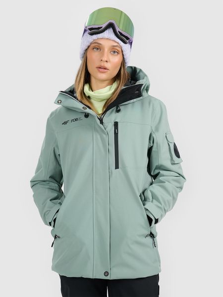 4F Kurtka snowboardowa membrana 15000 damska - zielona XXL. Zielone kurtki damskie 4f, na zimę, xxl, bez wzorów, z materiału, bez kaptura. Za 699.99 zł.
