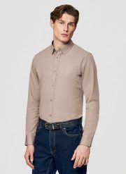 PAKO LORENTE – Brązowa koszula męska z wełną. Brązowe koszule męskie Pako Lorente, m, bez wzorów, z poliesteru, bez kołnierzyka, bez ramiączek. Za 299.99 zł.