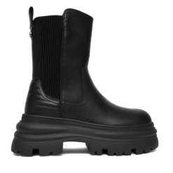 Sztyblety Buffalo. Czarne botki damskie Buffalo, bez obcasa, na płaskiej podeszwie, bez zapięcia. Za 439.99 zł.