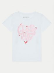 Guess T-Shirt K5RI02 K6YW4 Biały Regular Fit. Białe t-shirty i topy dla dziewczynek Guess, z aplikacjami, z bawełny, bez ramiączek. Za 59.99 zł.