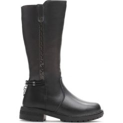 Czarne Kozaki Sense of Humor. Czarne buty zimowe dziewczęce Born2be, z materiału. Za 99.99 zł.