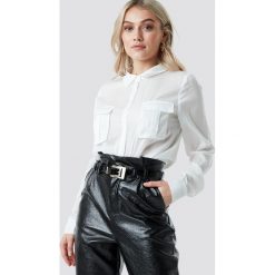 NA-KD Satynowa koszula z kieszeniami - White. Koszule damskie marki NA-KD. Za 121.95 zł.