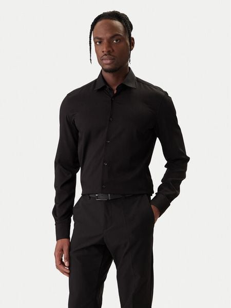 HUGO Koszula Kenno 50551242 Czarny Slim Fit. Czarne koszule męskie Hugo, m, bez wzorów, z wiskozy, bez kołnierzyka, bez ramiączek. Za 285.99 zł.