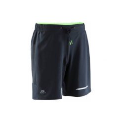 Spodenki do biegania RUN DRY+ męskie. Czarne szorty męskie KALENJI, z elastanu. W wyprzedaży za 29.99 zł.
