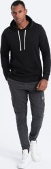 Ombre Bluza męska z kapturem nierozpinana - czarna V1 OM-SSBN-0120 M. Czarne bluzy męskie Ombre, m, bez wzorów, z kapturem. Za 89.99 zł.