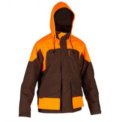 Kurtka myśliwska wodoodporna wzmocniona Solognac 520. Brązowe kurtki męskie SOLOGNAC, l, bez wzorów, z materiału, bez kaptura. Za 349.99 zł.
