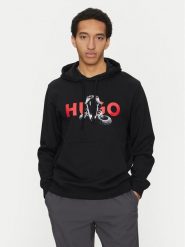 HUGO Bluza Dueleyo 50530580 Czarny Regular Fit. Czarne bluzy męskie Hugo, m, bez wzorów, z bawełny, bez kaptura. Za 369.99 zł.